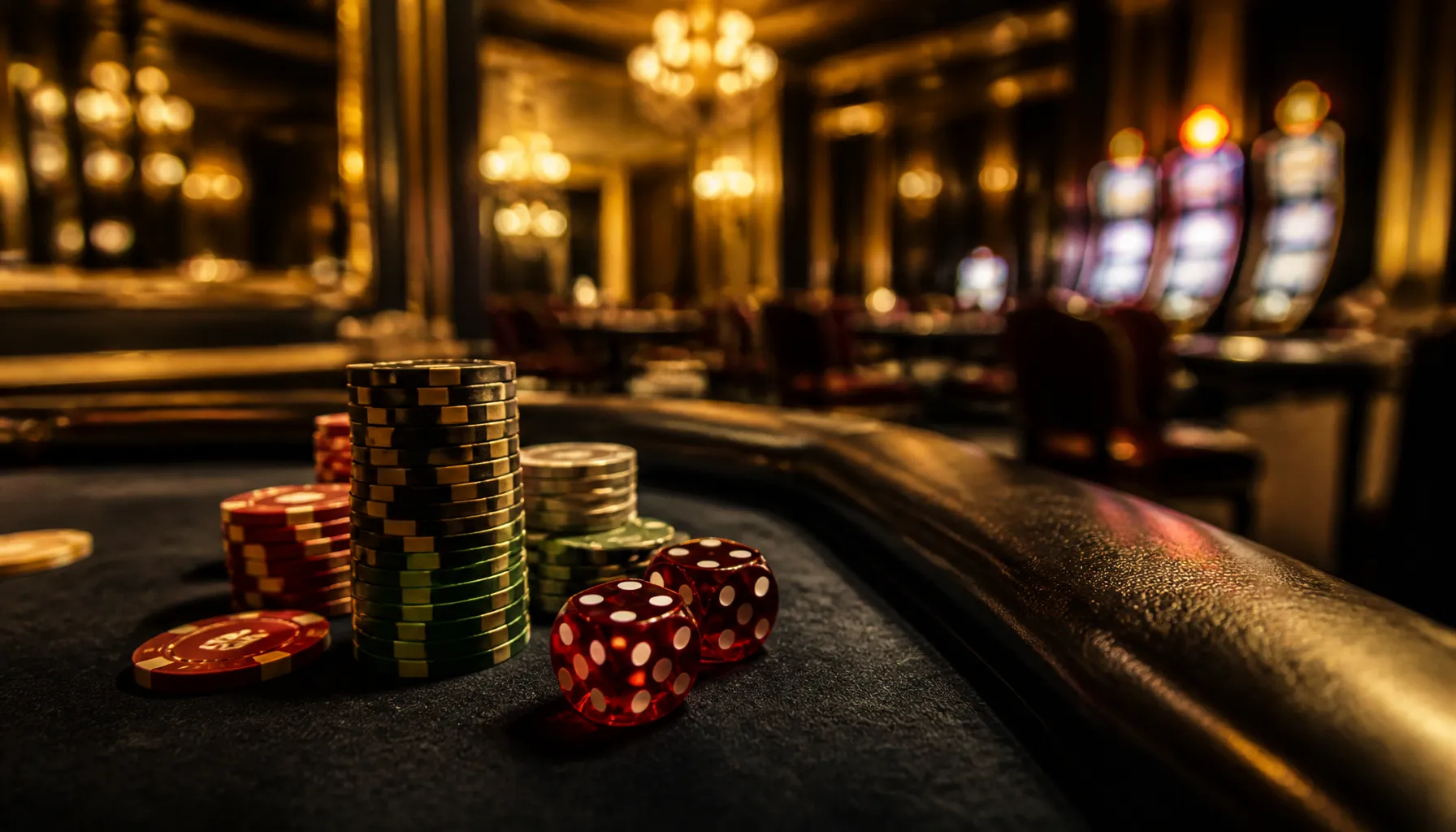 Ornate gold treasure chest overflowing with coins and gemstones on a dark velvet surface with warm cinematic lighting